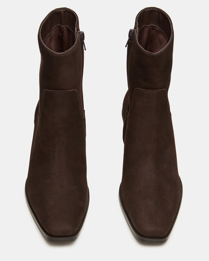 Steve Madden DANEY Brown Suede Square-Toe Women's Ankle Boot
