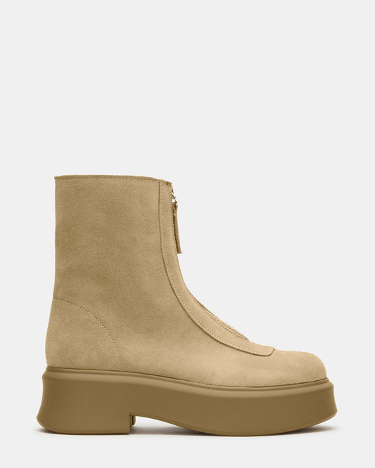 Steve Madden JONES Tan Suede Zipper Lug Women's Ankle Boot