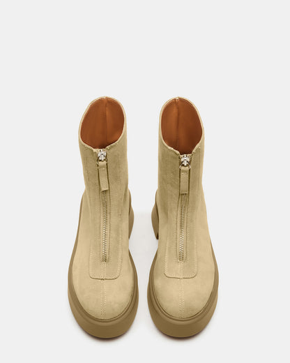 Steve Madden JONES Tan Suede Zipper Lug Women's Ankle Boot