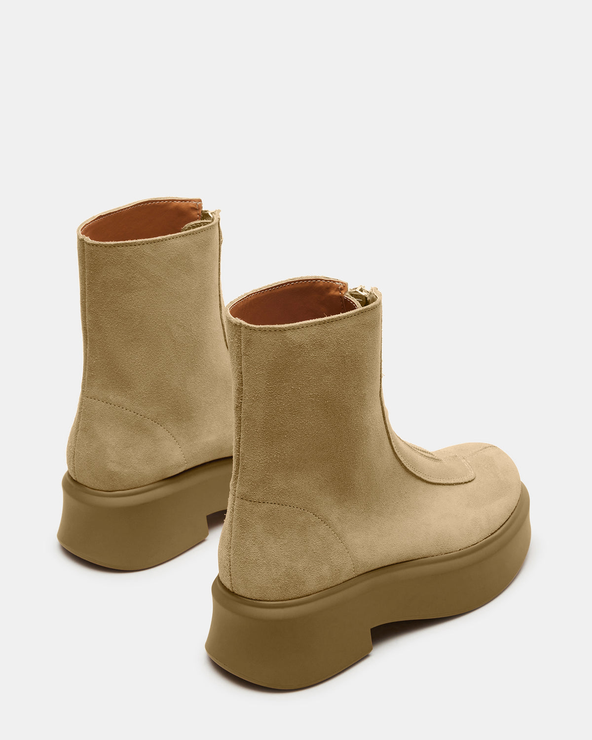 Steve Madden JONES Tan Suede Zipper Lug Women's Ankle Boot