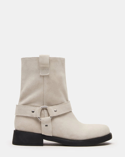Steve Madden LANI White Suede Women's Moto Ankle Boot