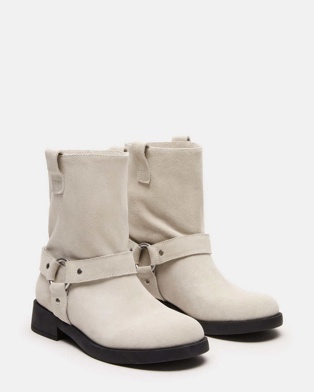 Steve Madden LANI White Suede Women's Moto Ankle Boot
