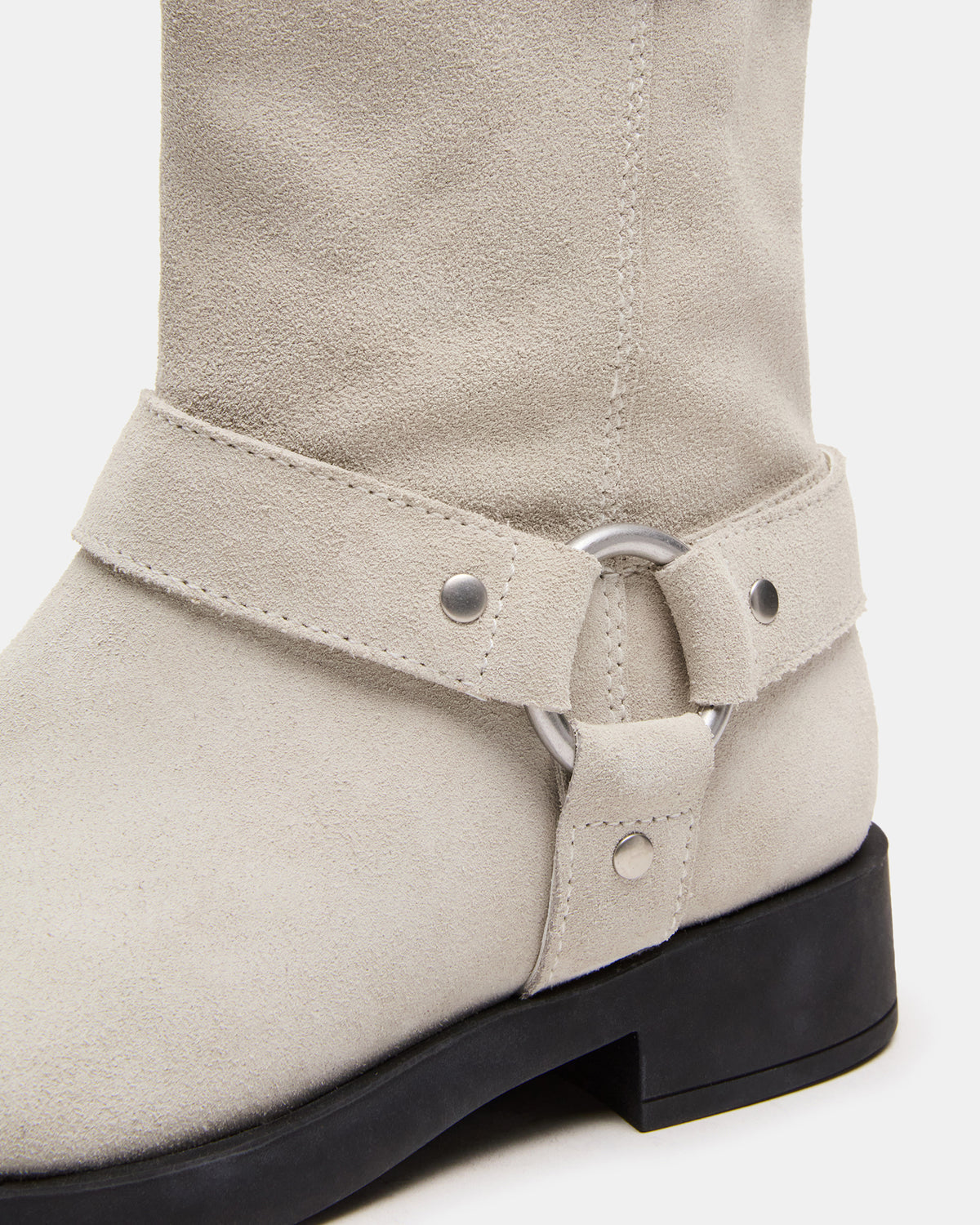 Steve Madden LANI White Suede Women's Moto Ankle Boot