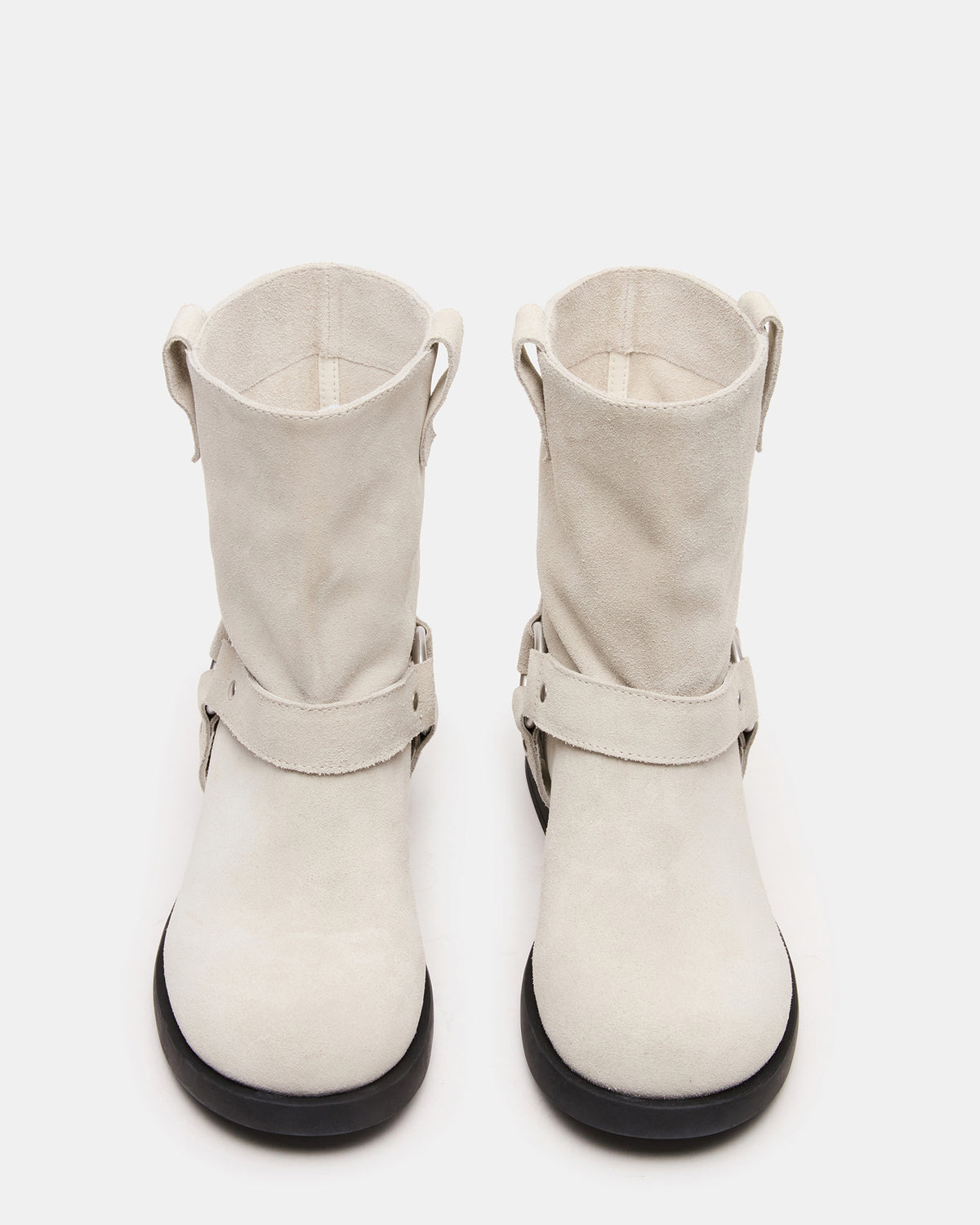 Steve Madden LANI White Suede Women's Moto Ankle Boot