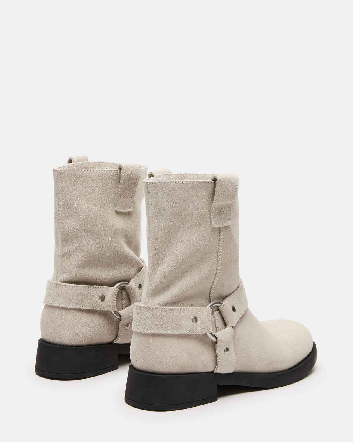 Steve Madden LANI White Suede Women's Moto Ankle Boot