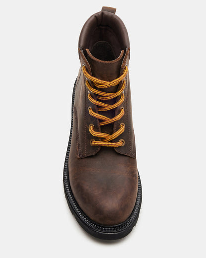 Steve Madden WYLDER Brown Leather Ankle Boot | Women's Booties