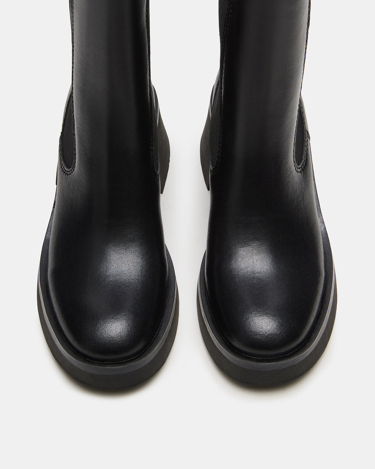 Steve Madden MURRAY Black Leather Block Heel Ankle Boot | Women's Booties