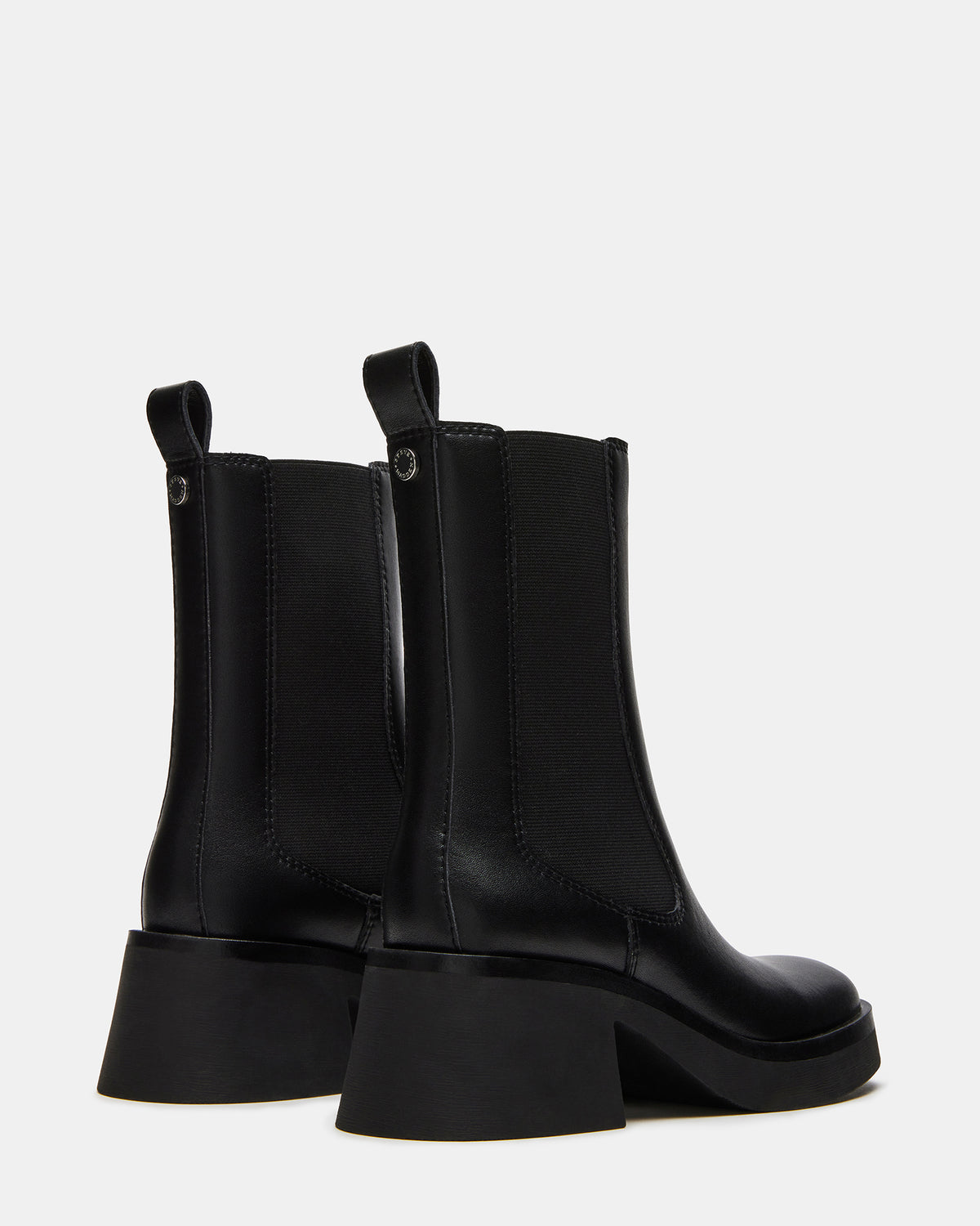 Steve Madden MURRAY Black Leather Block Heel Ankle Boot | Women's Booties