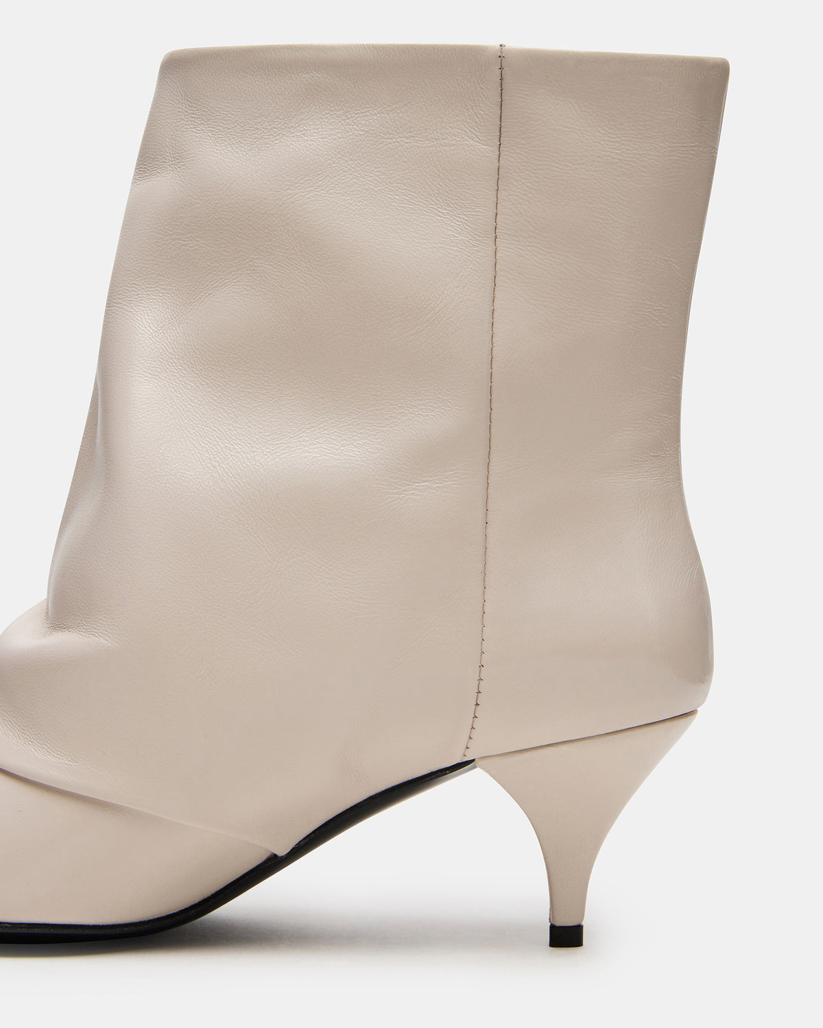 Steve Madden SHINER White Leather Pointed-Toe Kitten Heel Women's Ankle Boot
