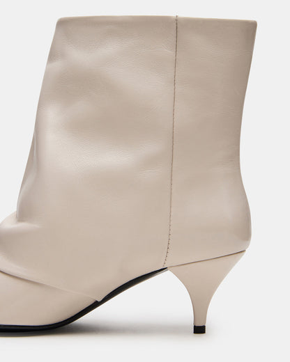 Steve Madden SHINER White Leather Pointed-Toe Kitten Heel Women's Ankle Boot