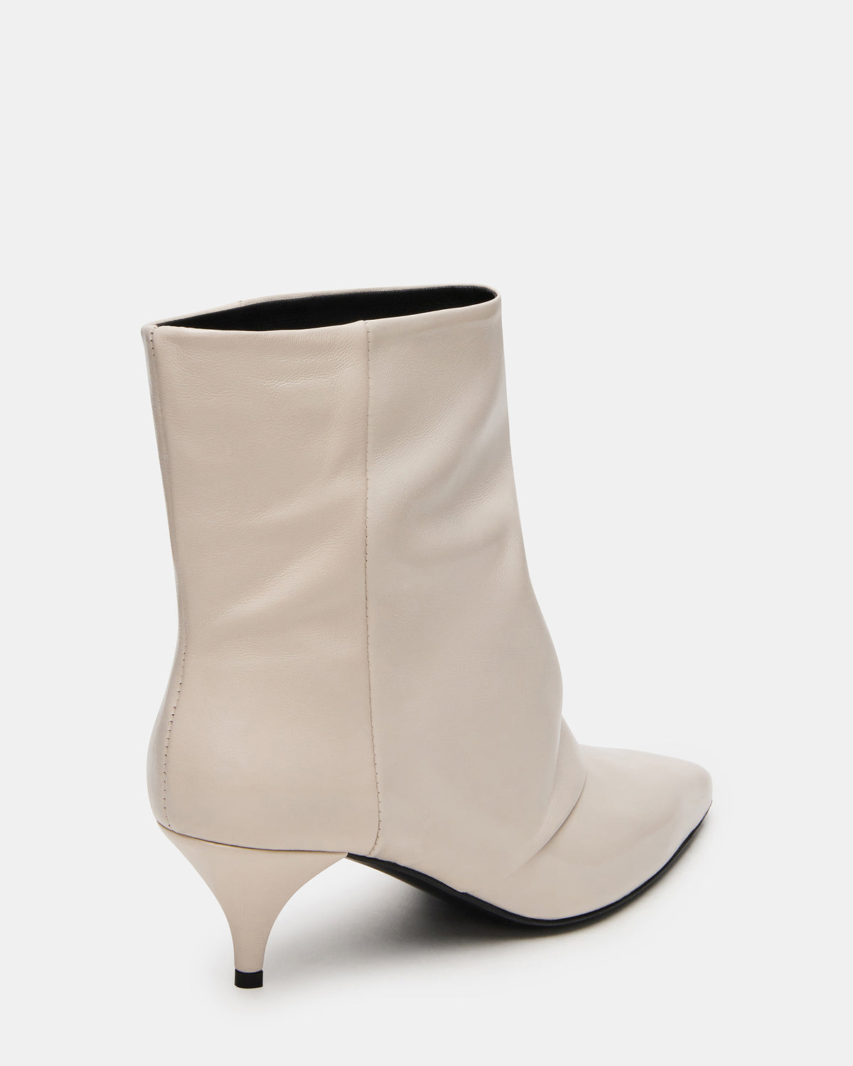 Steve Madden SHINER White Leather Pointed-Toe Kitten Heel Women's Ankle Boot