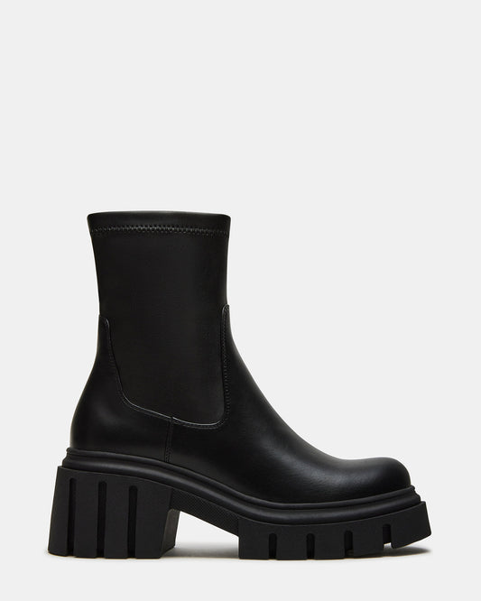 Steve Madden BOOMBA Black Lug Sole Ankle Boot | Women's Booties
