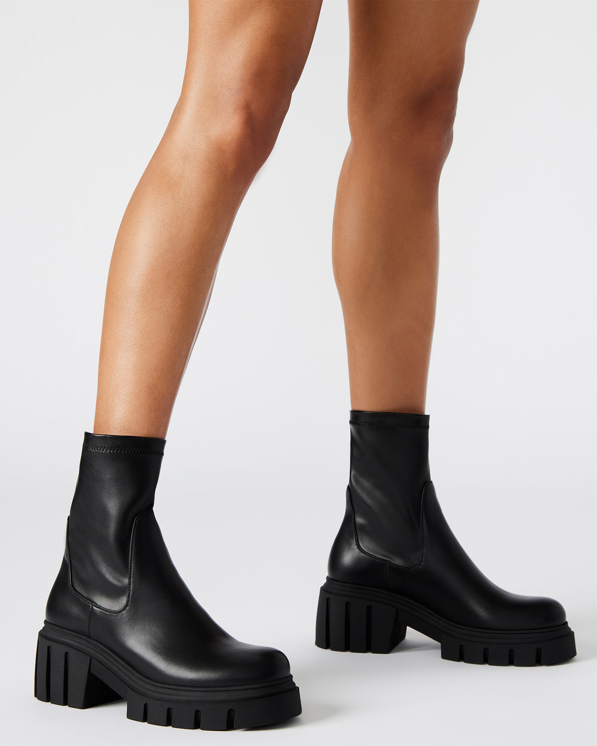Steve Madden BOOMBA Black Lug Sole Ankle Boot | Women's Booties
