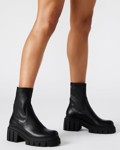 Steve Madden BOOMBA Black Lug Sole Ankle Boot | Women's Booties