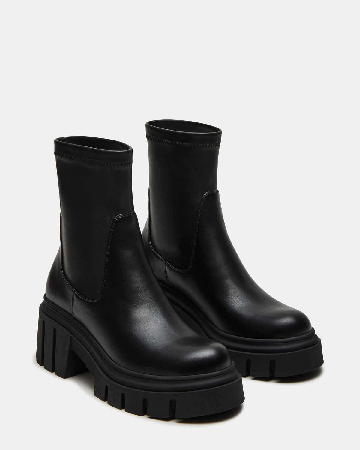 Steve Madden BOOMBA Black Lug Sole Ankle Boot | Women's Booties