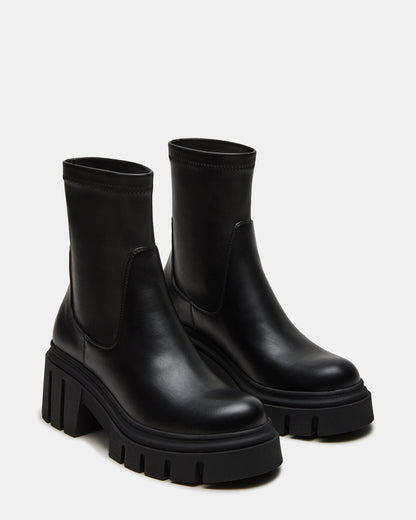 Steve Madden BOOMBA Black Lug Sole Ankle Boot | Women's Booties