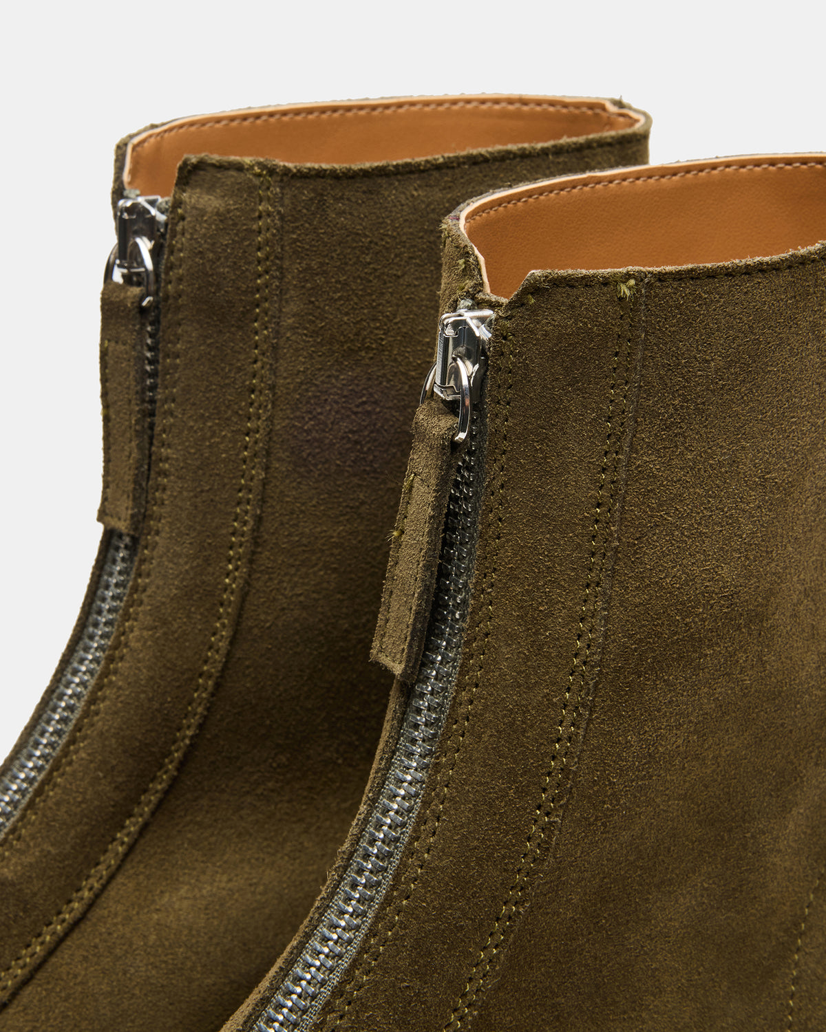 Steve Madden JONES Olive Suede Zipper Lug Women's Ankle Boot