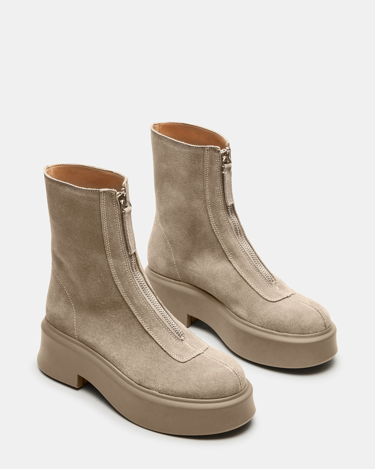 Steve Madden JONES Light Grey Zipper Lug Women's Ankle Boot