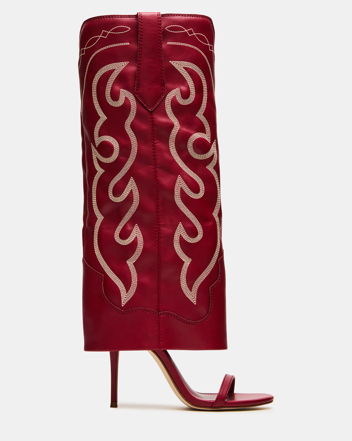 Steve Madden RAVINE Western Red Knee-High Cuffed Stiletto Heel Women's Boot