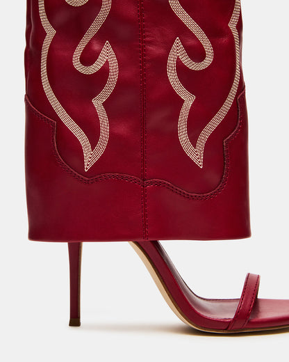 Steve Madden RAVINE Western Red Knee-High Cuffed Stiletto Heel Women's Boot