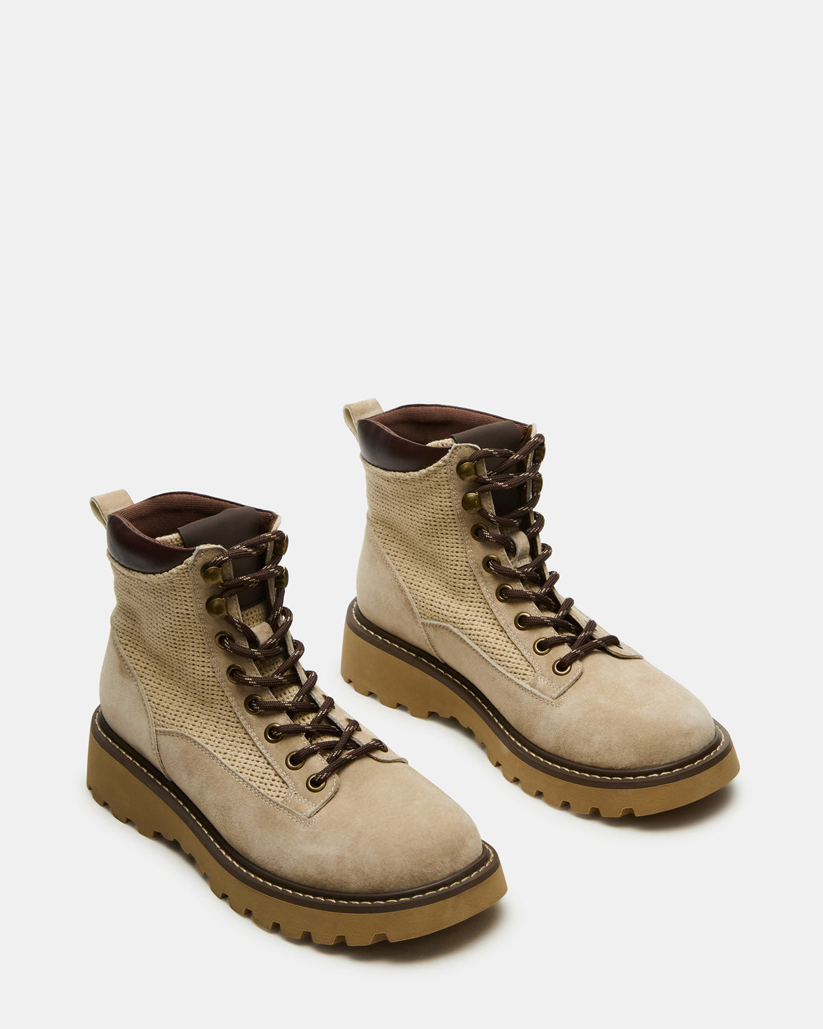 Steve Madden CINO Taupe Suede Women's Lug Lace-Up Ankle Boot