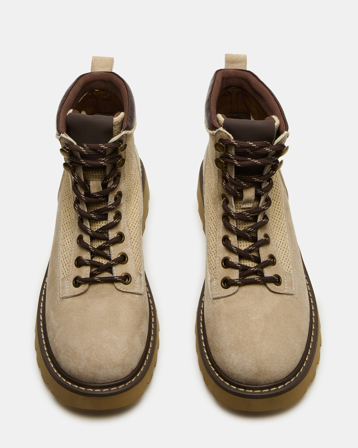 Steve Madden CINO Taupe Suede Women's Lug Lace-Up Ankle Boot