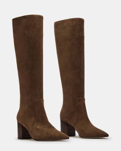 Steve Madden SKYLINE Chestnut Suede Knee-High Pointed Toe Women's Boot