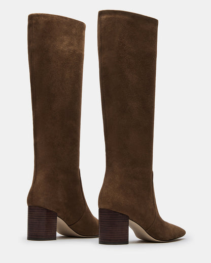 Steve Madden SKYLINE Chestnut Suede Knee-High Pointed Toe Women's Boot