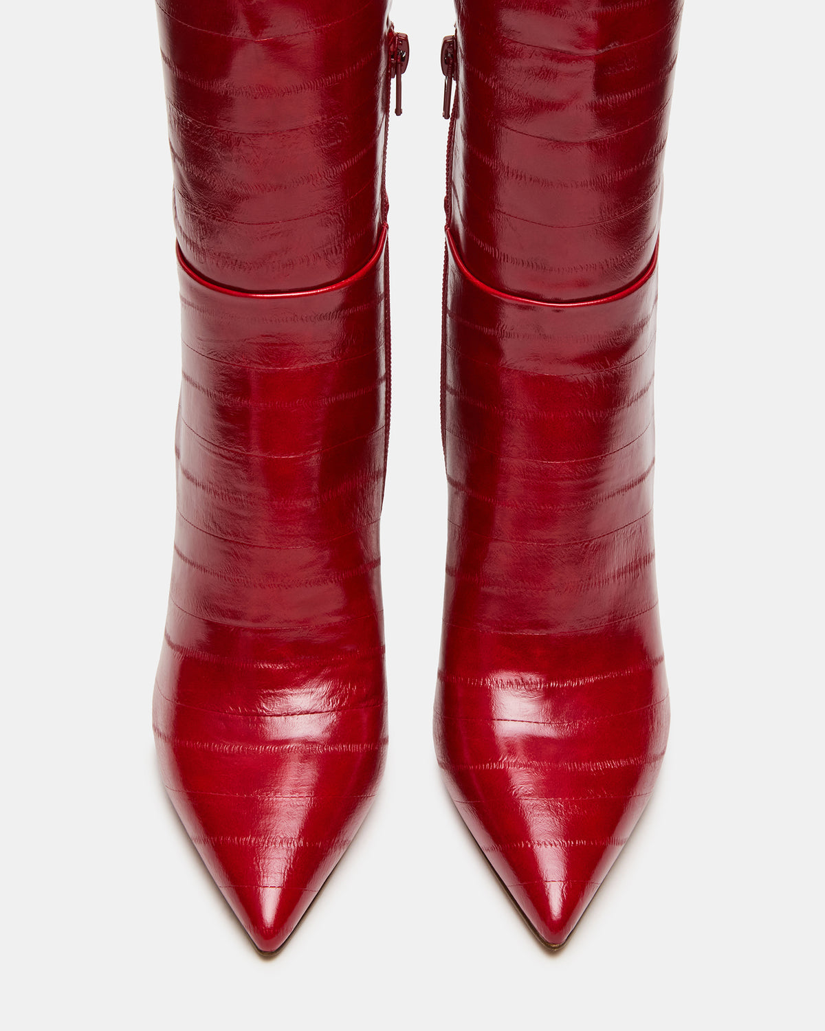 Steve Madden NITRO Red Eel Wide Calf Pointed-Toe Stiletto Heel Knee-High Women's Boots