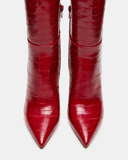 Steve Madden NITRO Red Eel Wide Calf Pointed-Toe Stiletto Heel Knee-High Women's Boots