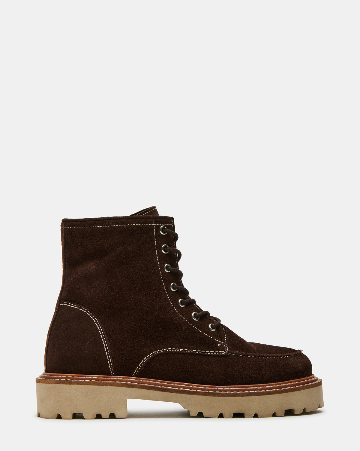 Steve Madden FOREST Brown Suede Lug Ankle Boot | Women's Booties