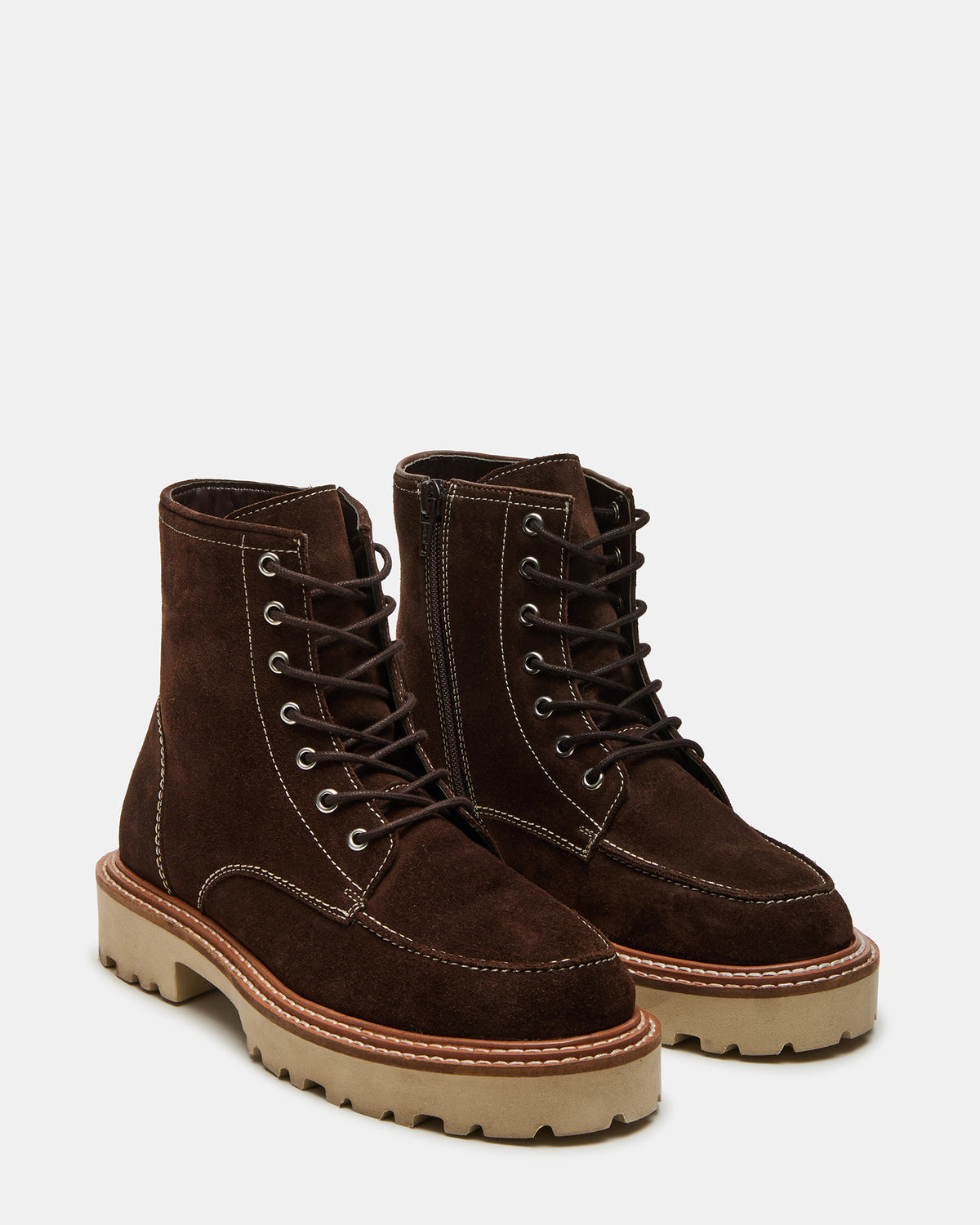 Steve Madden FOREST Brown Suede Lug Ankle Boot | Women's Booties