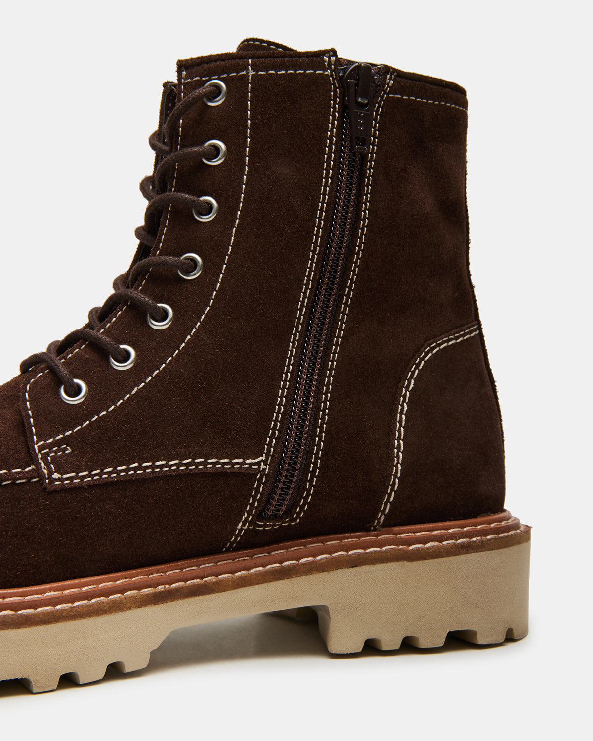 Steve Madden FOREST Brown Suede Lug Ankle Boot | Women's Booties