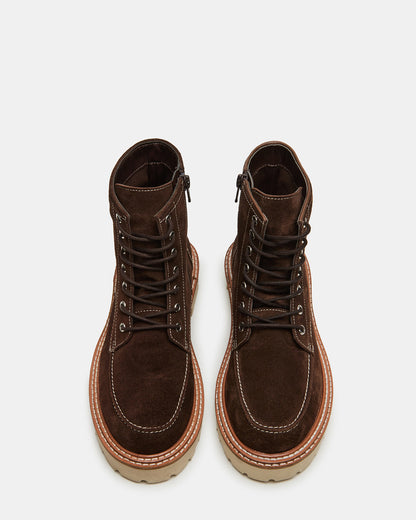 Steve Madden FOREST Brown Suede Lug Ankle Boot | Women's Booties