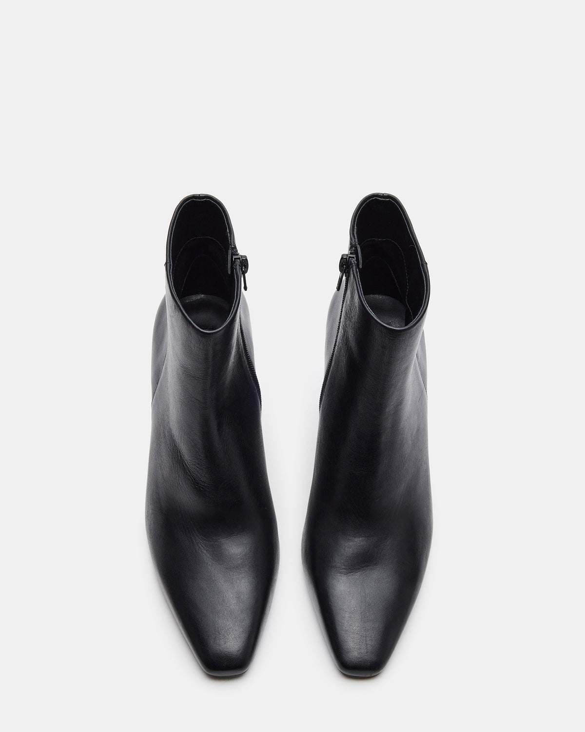 Steve Madden AIDAN Black Leather Block Heel Ankle Boot | Women's Booties