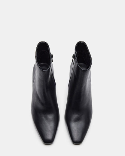 Steve Madden AIDAN Black Leather Block Heel Ankle Boot | Women's Booties