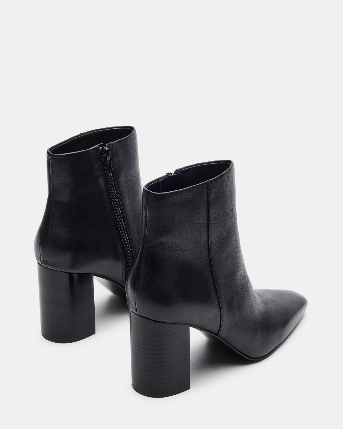 Steve Madden AIDAN Black Leather Block Heel Ankle Boot | Women's Booties