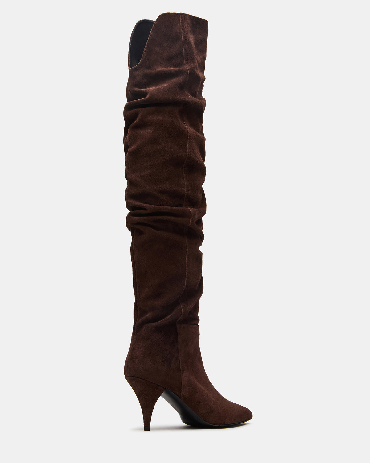 Steve Madden LINGER Brown Suede Pointed-Toe Over-The-Knee Heeled Women's Boot