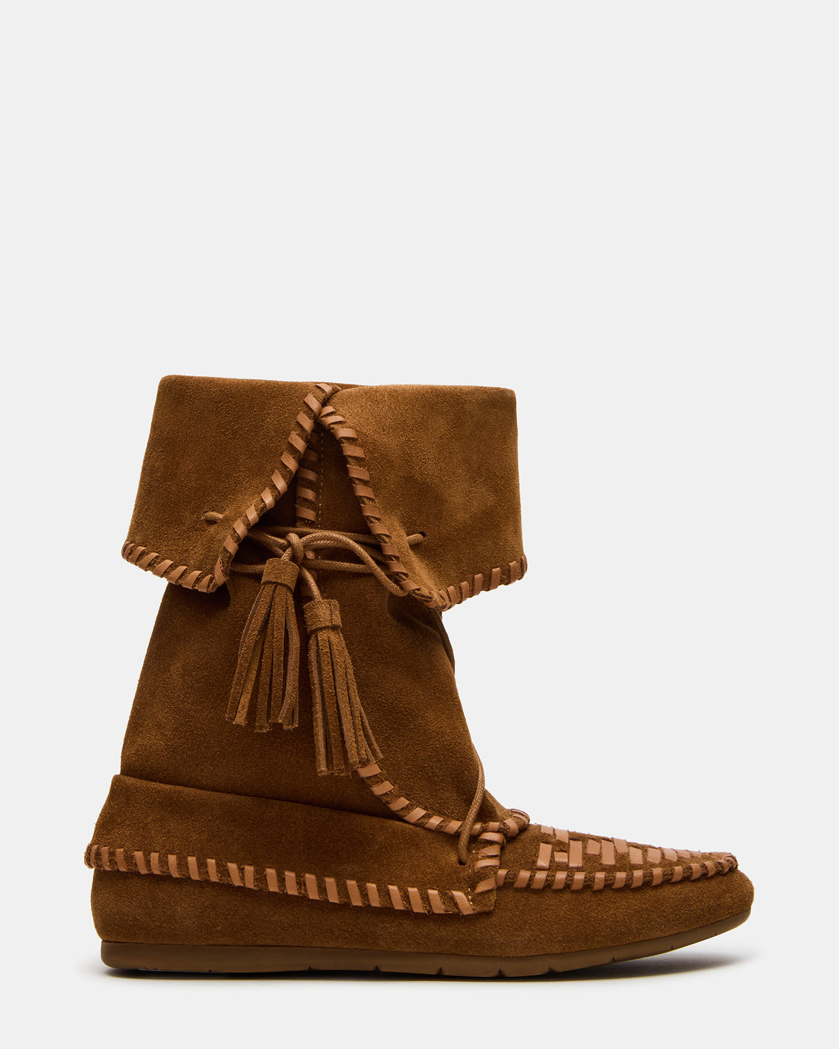 Steve Madden TIPPETT Chestnut Suede Fold-Over Tassel Boot | Women's Boots