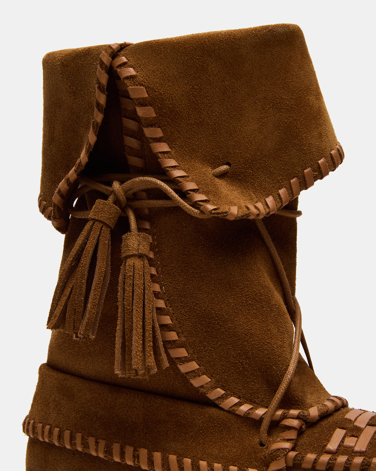 Steve Madden TIPPETT Chestnut Suede Fold-Over Tassel Boot | Women's Boots