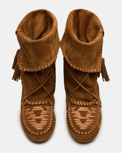 Steve Madden TIPPETT Chestnut Suede Fold-Over Tassel Boot | Women's Boots