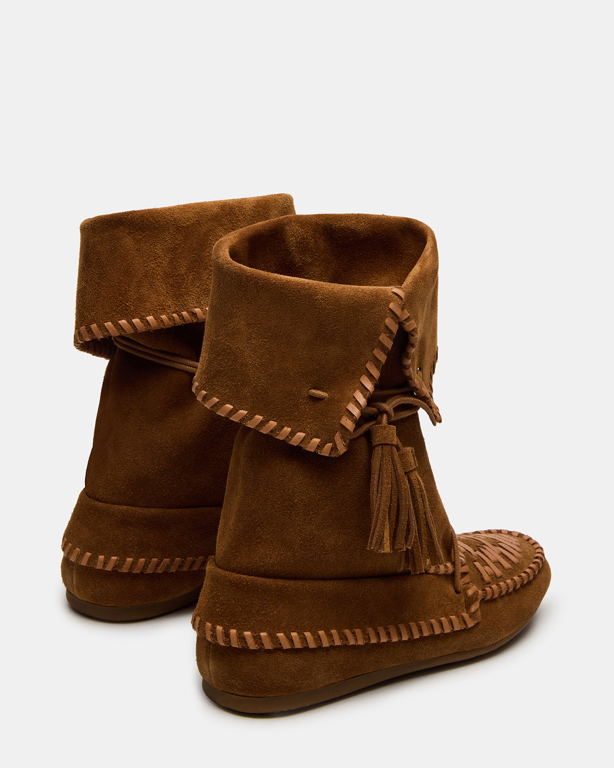 Steve Madden TIPPETT Chestnut Suede Fold-Over Tassel Boot | Women's Boots