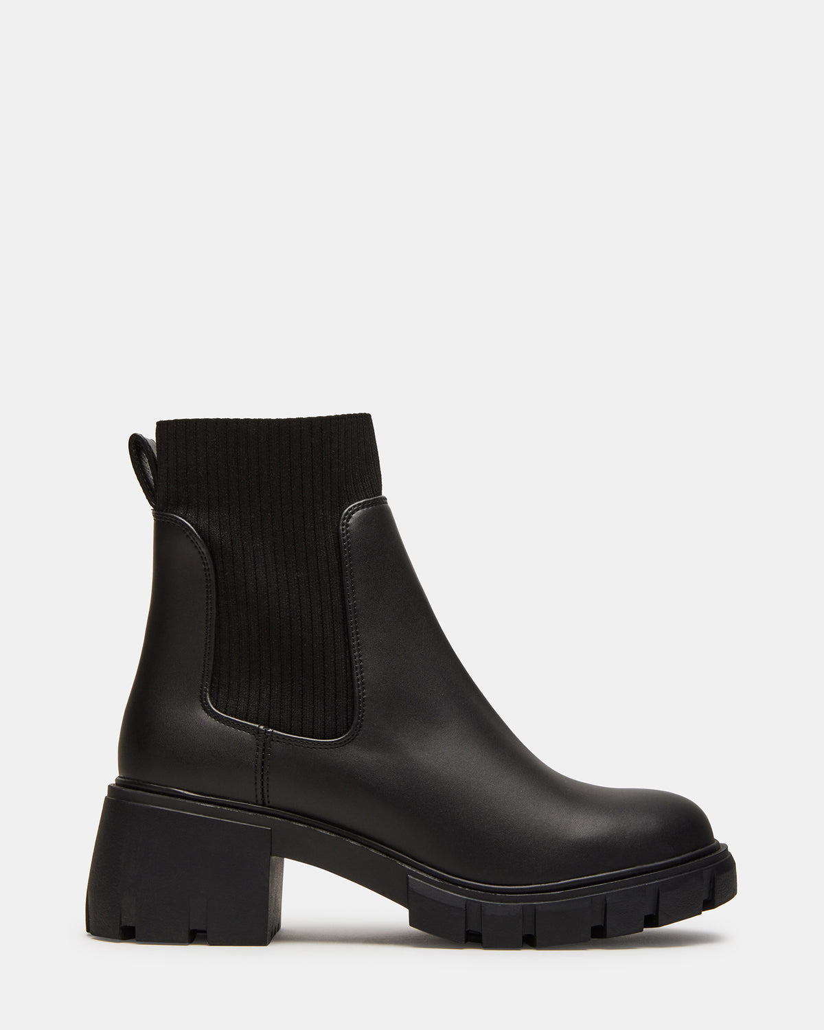 Steve Madden HUTCHH20 Black Water-Resistant Lug Sole Ankle Boot | Women's Booties
