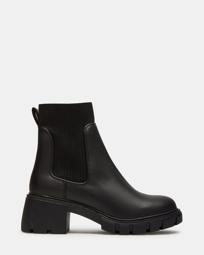 Steve Madden HUTCHH20 Black Water-Resistant Lug Sole Ankle Boot | Women's Booties