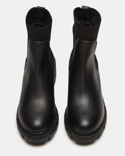 Steve Madden HUTCHH20 Black Water-Resistant Lug Sole Ankle Boot | Women's Booties