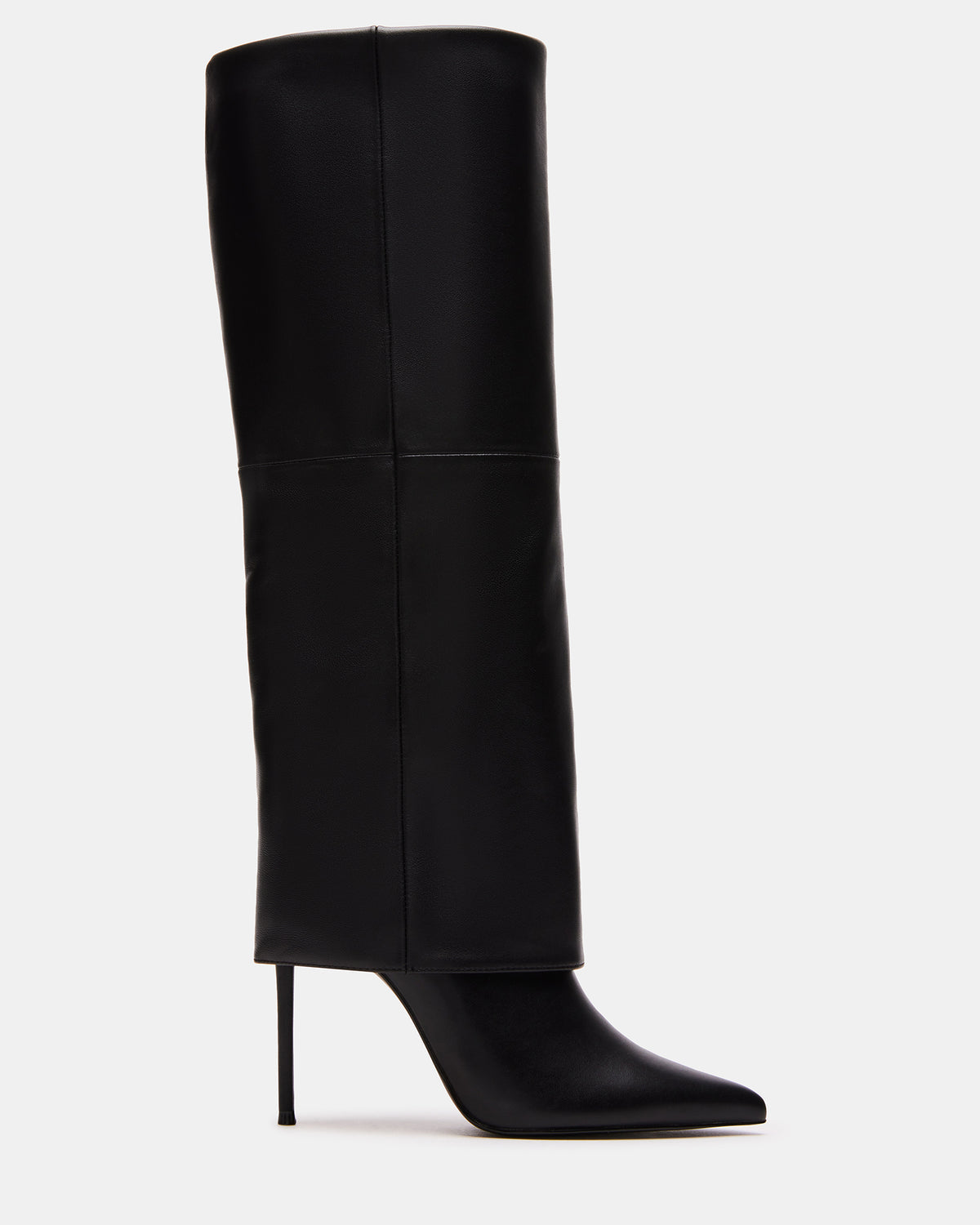 Steve Madden SMITH Black Leather Women's Cuffed Stiletto Boot