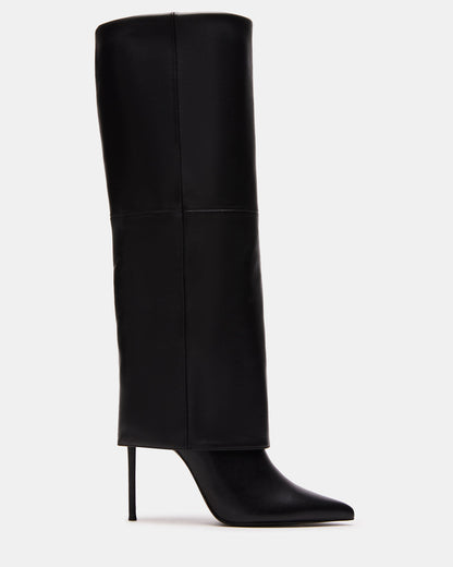 Steve Madden SMITH Black Leather Women's Cuffed Stiletto Boot