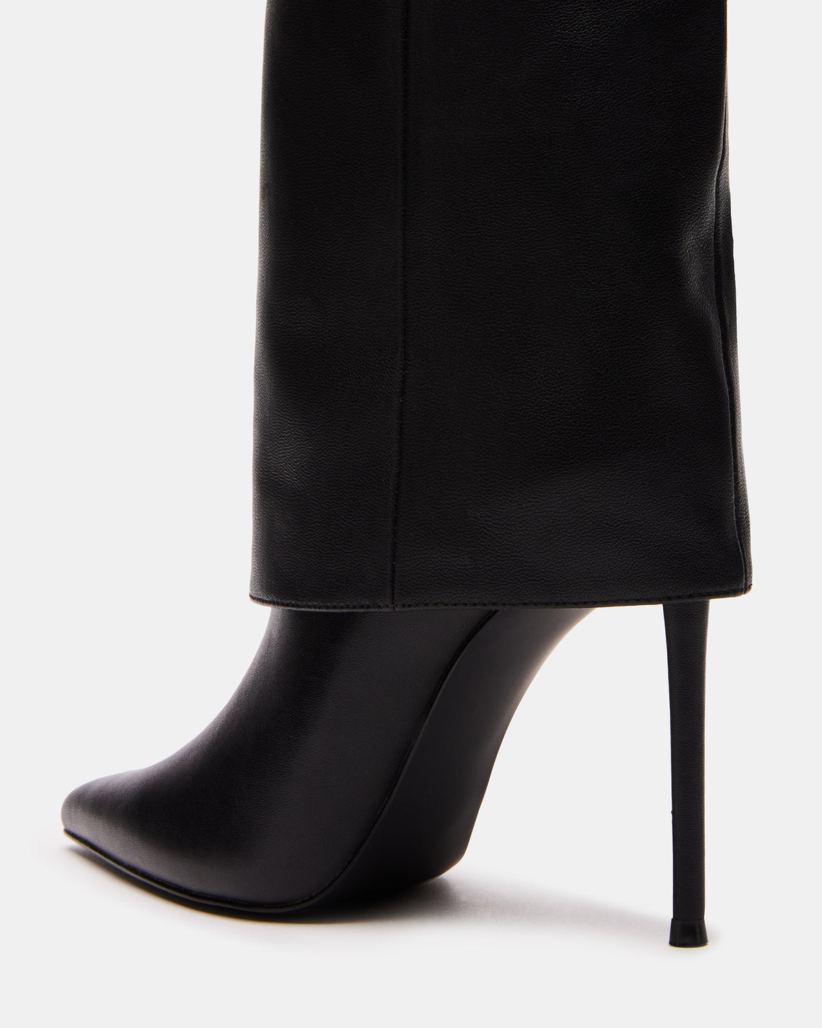 Steve Madden SMITH Black Leather Women's Cuffed Stiletto Boot