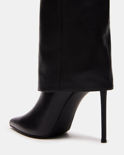 Steve Madden SMITH Black Leather Women's Cuffed Stiletto Boot