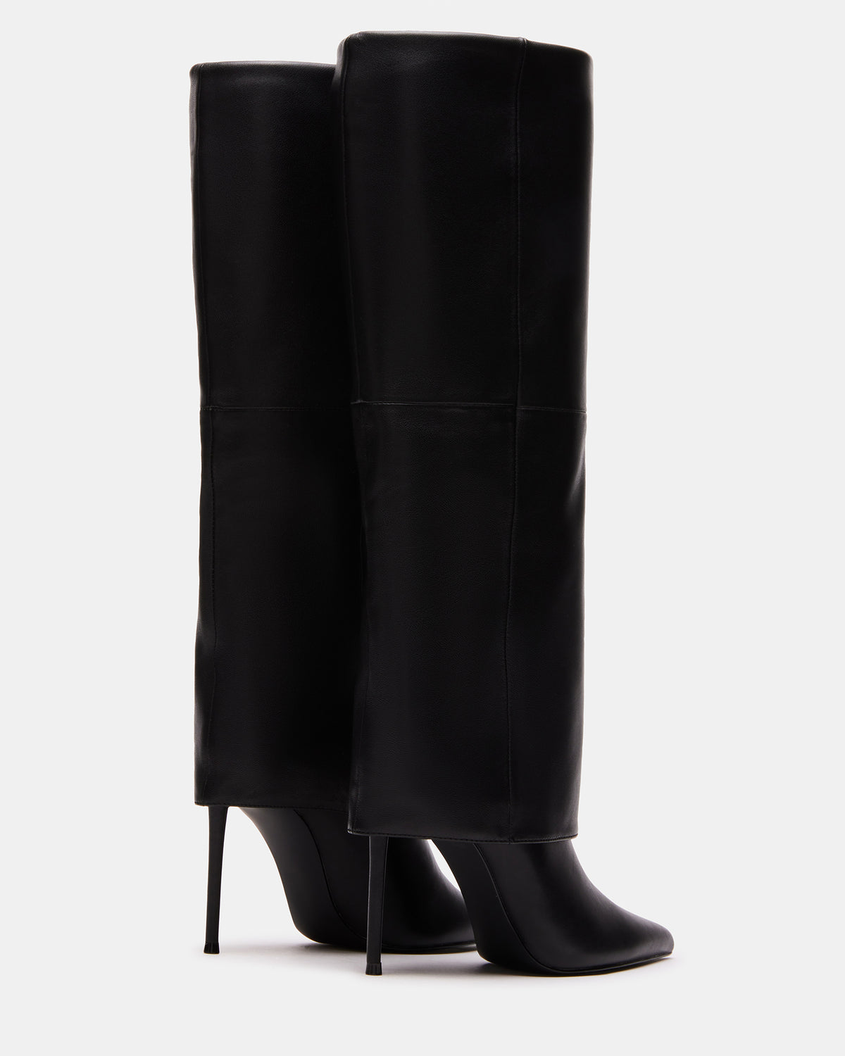 Steve Madden SMITH Black Leather Women's Cuffed Stiletto Boot
